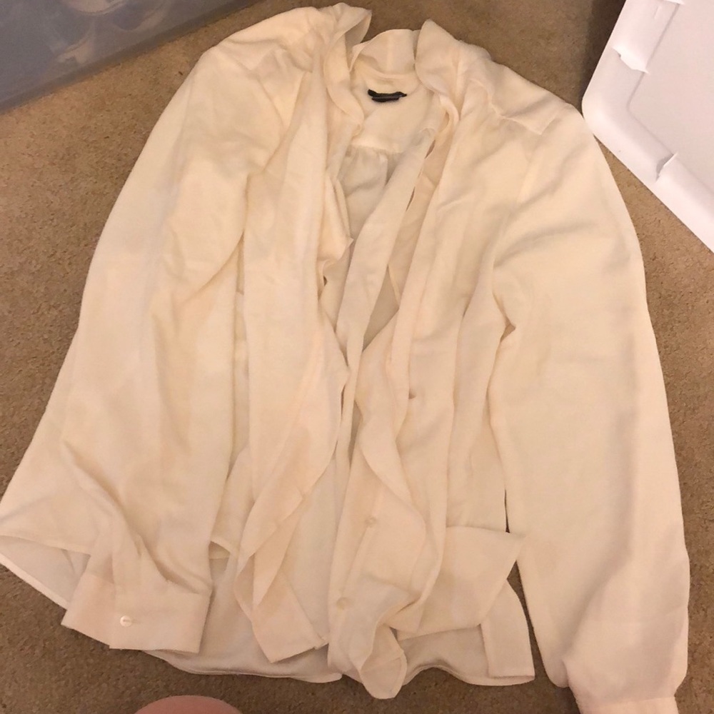 Cream White Business Button Up Ann Taylor